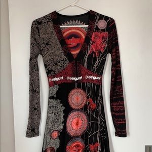 Desigual Black/Red Printed Dress